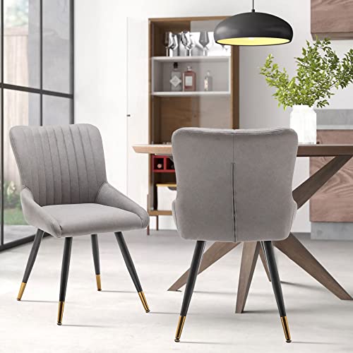 Alunaune Upholstered Dining Chairs Set Of 2 Modern Armless Accent Chair, Faux Suede Mid Century Leisure Chair Kitchen Living Room Desk Side Chair-Grey #TOP2