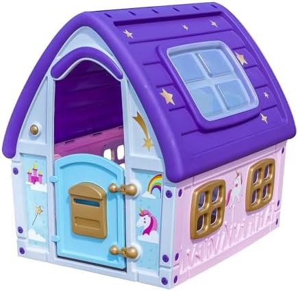Casinha de Brinquedo Infantil Plyaground Unicórnio Com Porta e Ja...