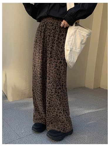 OYOANGLE Women's All Over Print High Elastic Waisted Pants Straight Leg Loose Fit Trousers Streetwear3