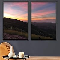 2 Piece Framed Canvas Wall Art Sunset in The Mountains Canvas Prints Home Artwork Decoration for Living Room,Bedroom - 16
