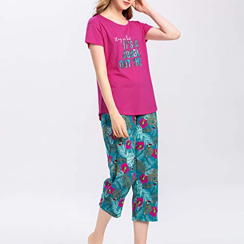 Enjoynight Women’s Sleepwear Tops With Capri Pants Pajama Sets (Small,Feather) #TOP3