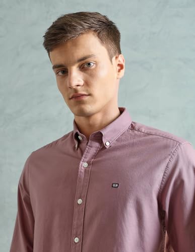 Image of Arrow Sport Solid Slim Fit Cotton Shirt for Men - Full Sleeve Mens Casual Shirts