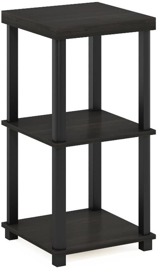 Pemberly Row Turn-N-Tube 3-Tier End Table, 15.35 x 15.35 x 31.18 in, Durable Composite Wood and PVC Tubes, Espresso/Black Finish, Sleek Minimalist Style Side Table for Living Room or Bedroom