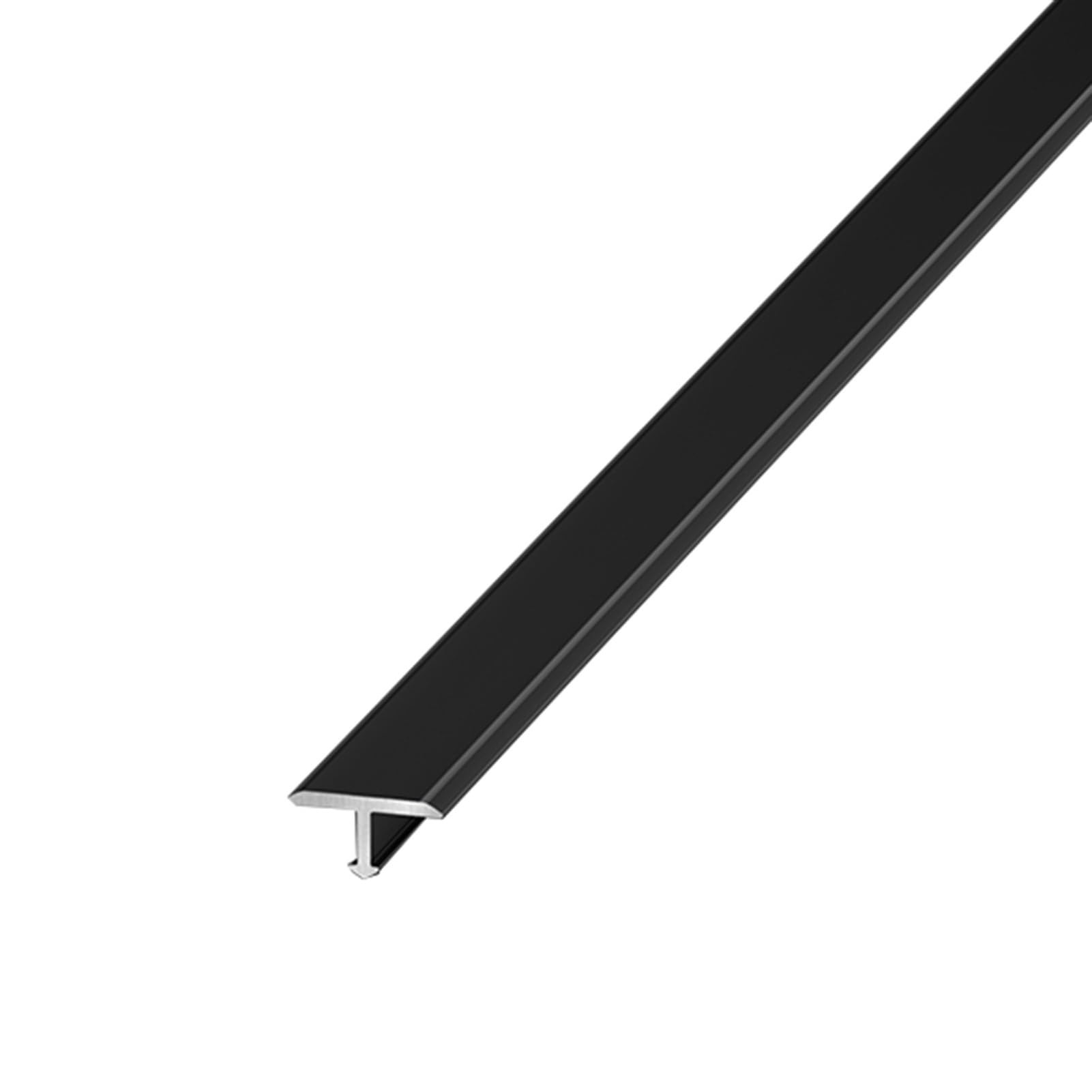 Barre de Seuil 3 Bandes de Transition de Seuil de Porte en Métal, Moulure de Bordure Extra-étroite en Alliage D'aluminium, Bande de Séparation Décorative pour Bois et Carrelage(Black)