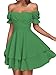 LYANER Women's Off Shoulder Tie Back Wrap Layer Ruffle Short Sleeve Mini Dress Solid Grass Green Medium
