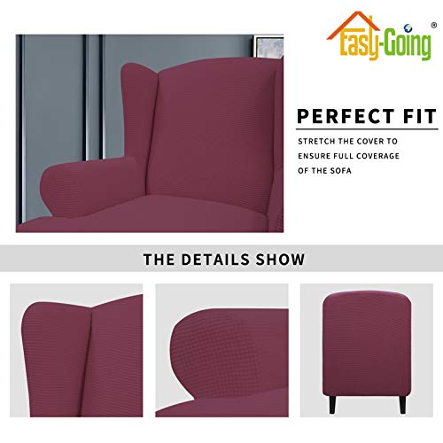 Image of Easy-Going Stretch Large Wingback Chair Sofa Slipcover ASH Rose