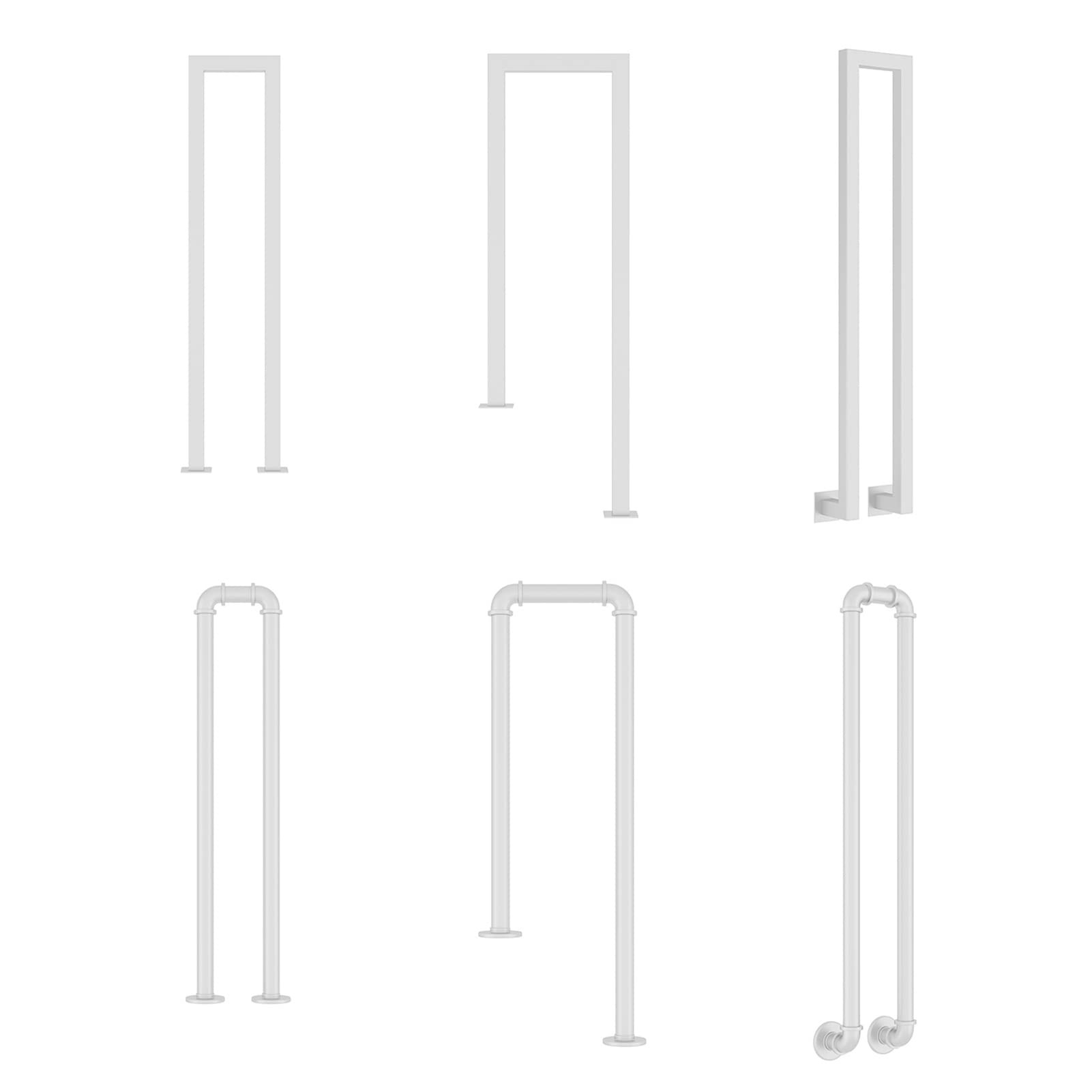 Meiiron U-Shaped Stair Handrails for Indoor Outdoor Steps, Heavy Duty Grab Industrial Wrought Iron Decking Railing, Staircase Railing for Porch Patio Steps - White (Color : B, Size : 85cm(2.8ft))