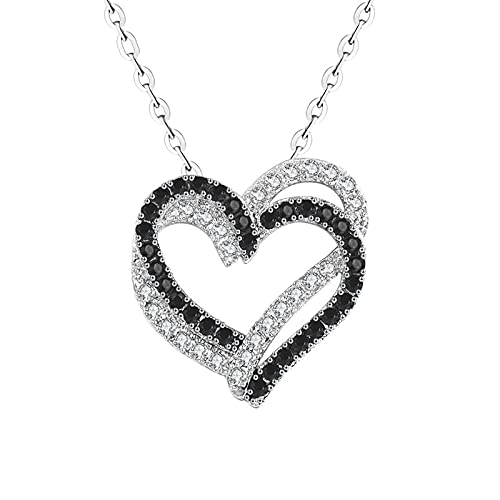 Collier pendants en pierre équilibre | Coeur noir et blanc minimaliste