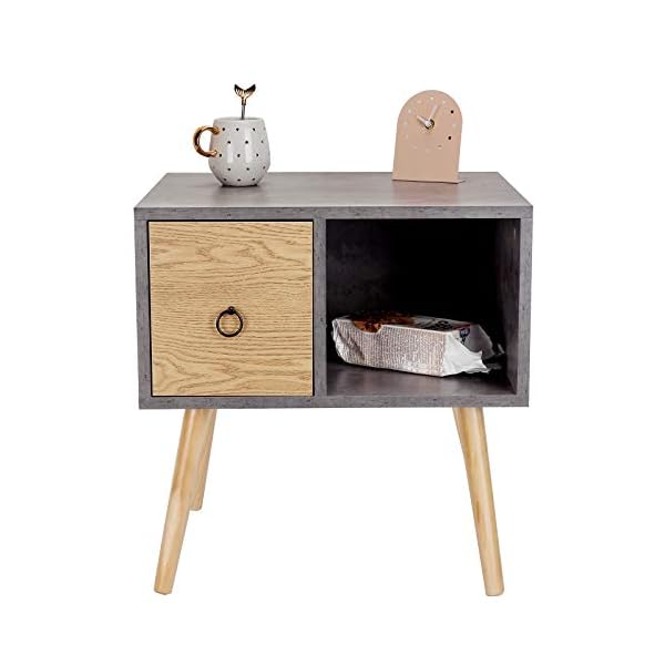WOLTU Bedside Table with 1 Drawer and 1 Open Compartment Side Table Nightstand Bedroom Bedside Unit Cabinet 48x40x50cm TSR72 - Image 6