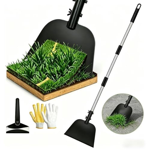 Garden Flat Shovel, Heavy Duty Multifunctional Cleaning Shovel with 54' Adjustable Long Handle...