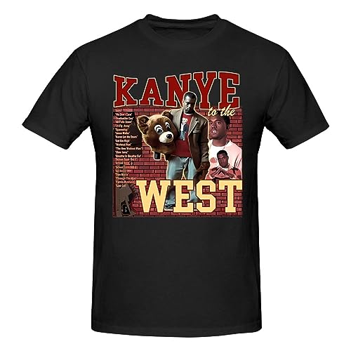 Men's Cotton Kanye Music West T Shirts Round Neck Soft Funny Short Sleeve T-Shirt for Sports Leisure Party Small