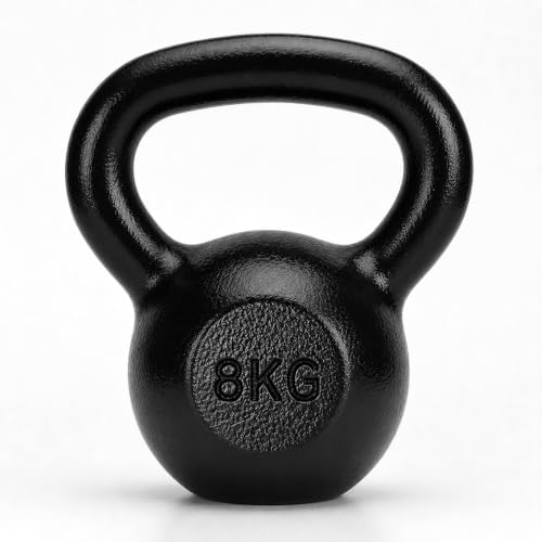 Image of Jimwalt Powder Coated Kettlebell Weight - Cast Iron, Anti-Slip Grip, Rust Resistant | Strength Training, Cross Training, Functional Fitness Equipment (Powder Coated 8KG)