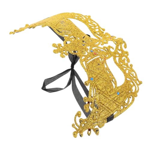 GALPADA Carnival Mask Glittery Hollow Design Lightweight Plastic Masquerade Mask for Adults for Cosplay Festivals and Parties Mysterious Style and Comfortable Fit Golden