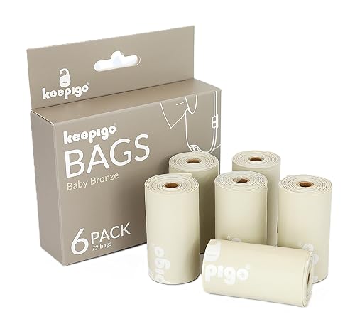 Keepigo, Compostable Disposable Diaper Bags Refills | 6 Rolls, 72 Leak-Proof, XL Biodegradable Baby Poop Bags | Eco-Friendly Diaper Trash Bags for...