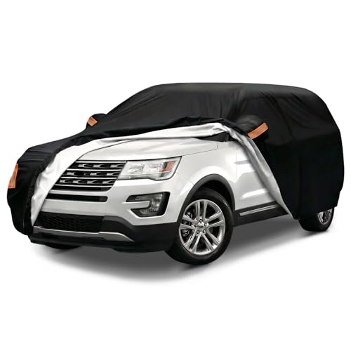Image of Car Cover Custom Fit for Ford Explorer 2006-2026, Outdoor Waterproof All Weather Heavy Duty Full Exterior Cover for Sun Rain Snow UV Dust Protection with Door Zipper