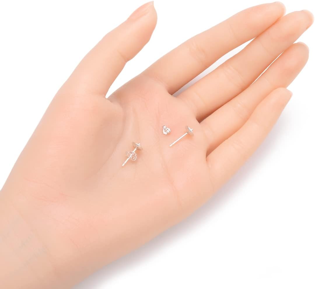 5 Pairs Adabele Authentic 925 Sterling Silver Earring Posts 0.9mm Pin Stud Earrings 6mm Setting Pearl Cup with Earnut Back Safety Clutches SS320-6