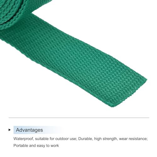 Image of MECCANIXITY Lightweight Polypropylene Webbing Strap 1 1 /4 inch 10 Yard Backpack Strapping Band Green for Outdoor Luggage Cargo Straps