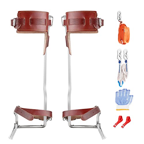 Juego de picos de árboles trepadores Equipo para trepar árboles Acero inoxidable Picos para trepar árboles con cinturón de seguridad ajustable para el trabajo de árboles Cover