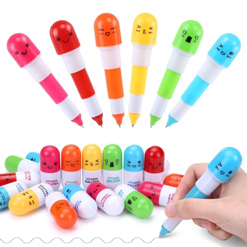 Kesote 20 Mini Penne a Sfera a Forma di Capsula Biro Retrattile di Inchoistro Blu Penna a Sfera per Studente, Insegnante o Impiegato