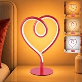 SendaLife Red Table Lamp – 3CCT 2700K 4000K 6500K Stepless Dimmable Heart Lamp, Touch Control Aluminum Bedside Lamps with USB Adapter, for Bedroom,Girls Room,Nightstand,Desk