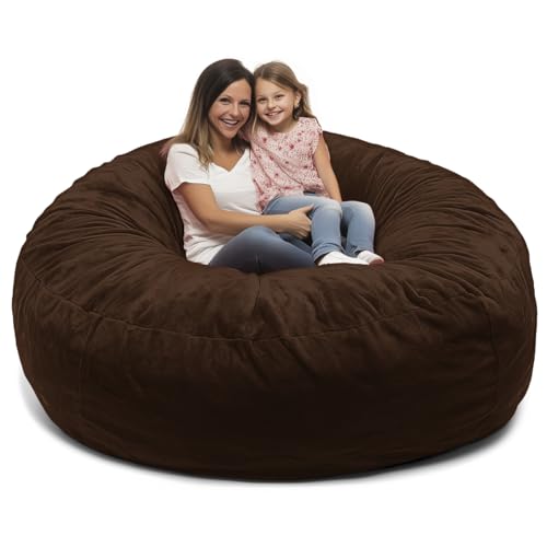 ULTIMATE SACK 6ft Bean Bag Chair, Oversize Bean Bag Chair for Adults, Comfy Chair Bean Bag Couch Lounge Sofa Loveseat Furniture | Brown Suede