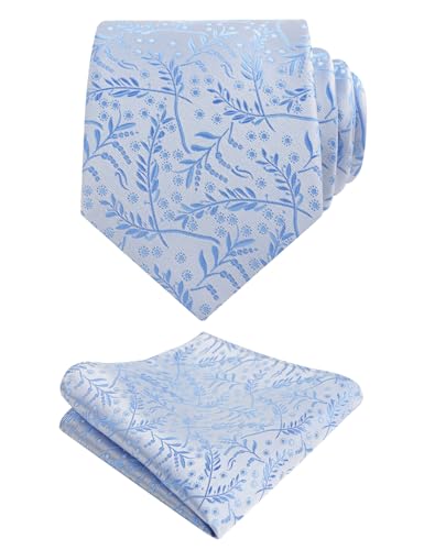 Image of Alizeal Mens 3.15'' Light Color Rustic Tie Handkerchief | with Flower Printed Handkerchief for Wedding Business Daily Wear