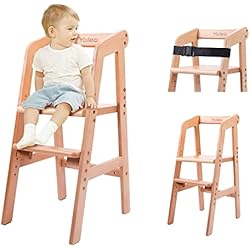 Tronas De Madera El Corte Ingles YOLEO Tronas para Bebes Silla madera de Comer y Estudio Pedal y Tablero de Asiento Ajustable Crece con el Niño 8 meses + 90KG (Color madera)