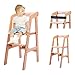YOLEO Seggiolone Pappa in Legno, Sedia da Bambini per Studio e Mangiare, Altezza Regolabile da 46 a 52 cm, Carico da 90KG, per Bambini 8+ Mesi, Colore del legno