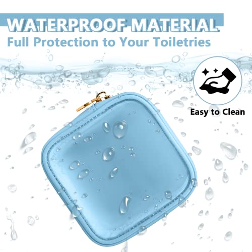 Uixizq Clear Mini Makeup Bag For Purse, Small Nylon&Pvc Cosmetic Travel Bag Tsa Approved Toiletry Bag With Zipper, Preppy Transparent Makeup Travel Bag Coin Purse For Women Men Girls(Mini-Blue) #TOP3