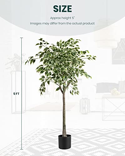 5Ft Ficus Tree Artificial Plants For Home Decor Indoor Fake Ficus Artificial Tree House Plants Large Office Plant Artificial Ficus Trees With Heavy Base - 1Pack #TOP3