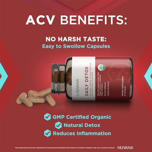 Advanced Detox Apple Cider Vinegar - Organic w/ The Mother - Natural Healthy Weight, Digestion, Energy, and Detox Support - ACV By Nuvana - 90 Capsules - Image 4