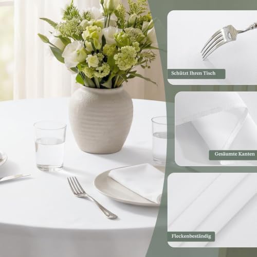 Softalker Tischdecke Rund 160 cm Weihnachten Weiß Abwaschbar Tischtuch – Ansicht 3