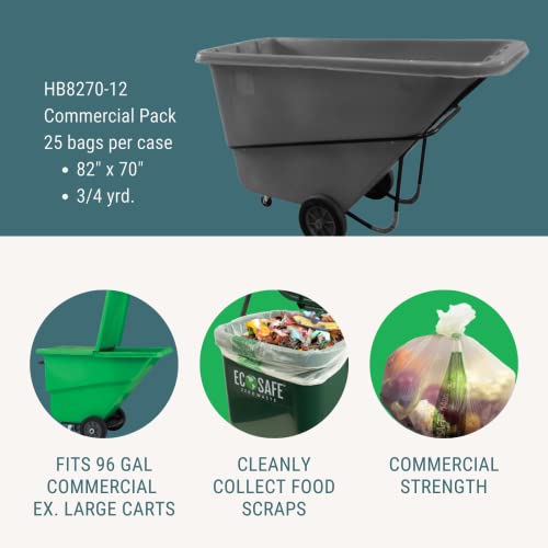 Image of EcoSafe-6400 HB8270-12 Certified Compostable Bag - 82x70 inch Green Bags for 152 Gallon Bin - Extra Strong Leak, Puncture and Tear Resistant Food Scraps Bin Liners, Pack of 25
