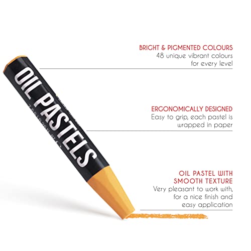 Zenacolor Oil Pastels For Artists (Set Of 48) - Pastel Oil Pastels For Kids - High-Pigment Water-Resistant Oil Pastel Colors - Soft Texture, No Residue - Art Supplies For Artists #TOP2