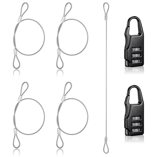 5 Pack Security Cables Luggage Lock Safety Cable, Silver Security Cables with Lock Stainless Steel...