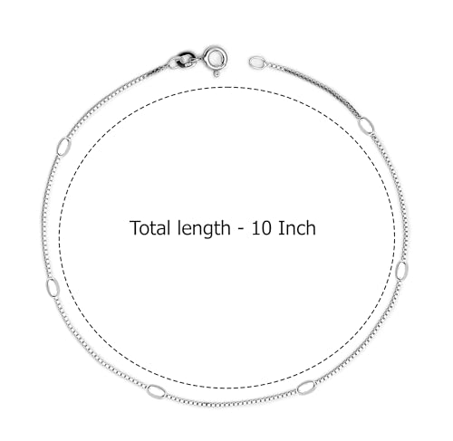 Tobilleras de plata de ley 925 cuentas para mujeres adolescentes cadena de eslabones 10" 5