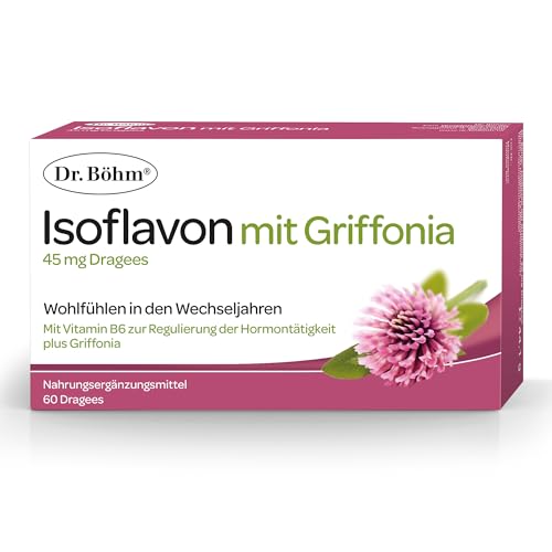 Dr. Böhm Isoflavon mit Griffonia: Für Wohlbefinden und innere Balance während der Wechseljahre mit Vitamin B6 Soja- und Rotklee-Extrakt 60 Dragees