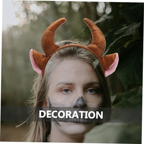 Garneck Plüsch Ochsen-Kostüm Mit Horn-Stirnband – Tierohren Kopfbedeckung Für Kostümpartys Cosplay Und Karneval – Ideal Für Stier Und Gnu Hörner Fans