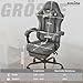 SUKIDA Gaming Stuhl Stoff, Ergonomischer Gaming Chair mit Fußstütze, Verstellbarer Racing Computerstuhl mit Lordosenstütze, Grau Ergonomisch PC-Stuhl