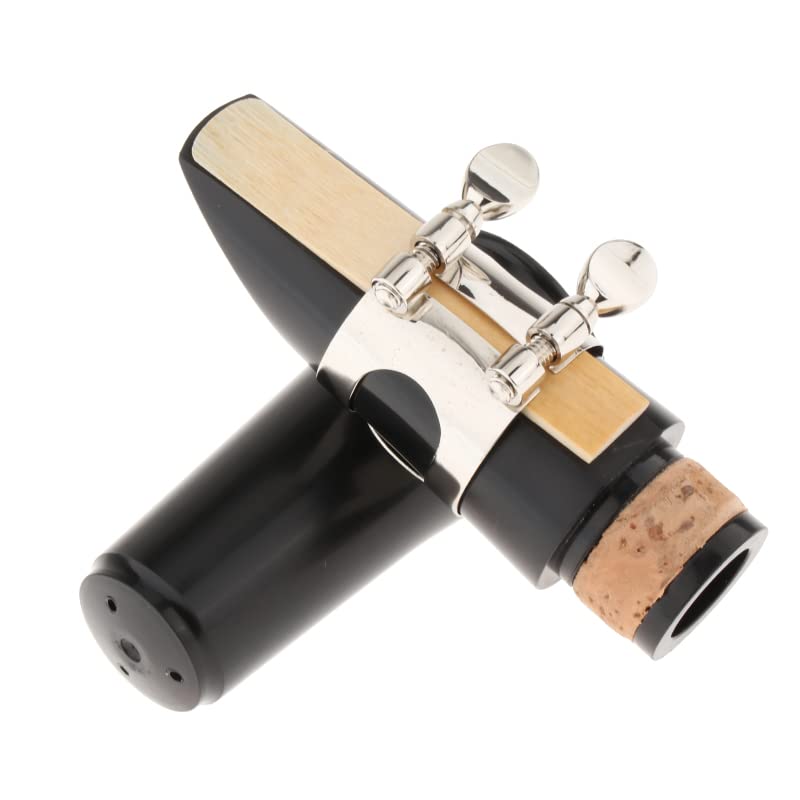 Clarinet Mouthpiece Kit with Metal Ligature, One Bb Clarinet 2.5 Strength Reeds and Plastic Cap for Clarinet Mouthpiece Woodwinds Instrument