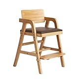 ALeesing Solid Wood High Chair for Toddlers to Teens, Adjustable Height Toddler Dining Chair, Easy to Clean Toddler Highchair with Removable PU Cushion for Dining, Studying, Step Stool, Natural