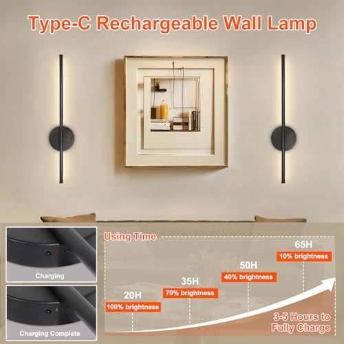 Apliques de pared recargables de diseño dorado sofisticado con iluminación LED regulable 3CCT 4