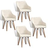 ESTEXO Esszimmerstuhl Küchenstuhl Stuhl 4er Set Vintage Essstuhl Stoffbezug Holz Stühle (Beige)