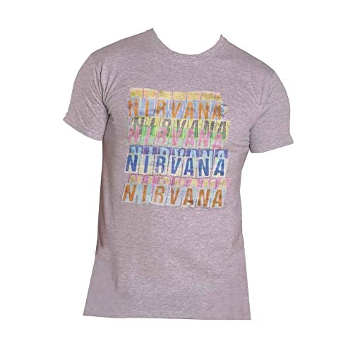 T-shirt Nirvana gris homme en taille XL avec le logo officiel du groupe de grunge