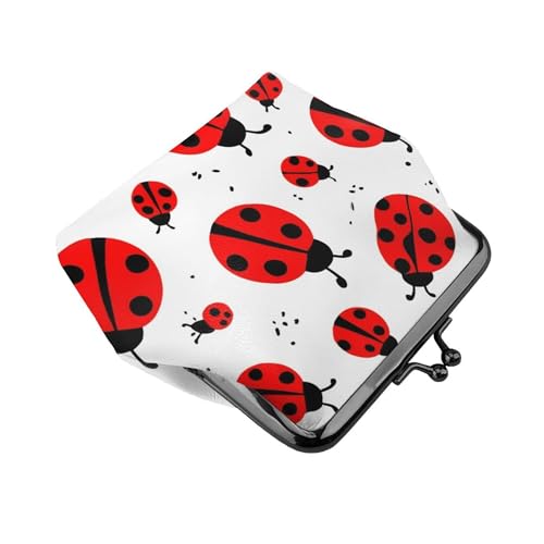 Ladybug red black dots white (1) Buckle Coin Purses Women's Kiss-Lock Closure Mini Vintage Pouch Leather Makeup Wallets Card Holder Cute For Men Women3