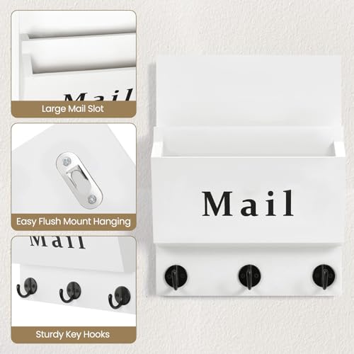 Mail-and-Key-Holder-Wall-Key-Holder-with-2-Mail-Organizer-Slot-and-3-Hooks-Decorative-886-x-1142-Mail-Holder-Real-Paulownia-Wood-with-Keyhole-Brackets-Hardware-and-Instructions