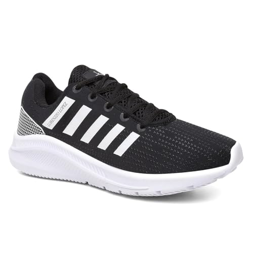 Tênis Masculino Para Academia e Corrida Super Leve - Preto-Branco/40