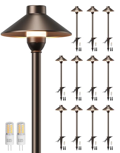 PARTPHONER Low Voltage Landscape Lighting 12-Pack, Aluminum 12V Pathway Lights