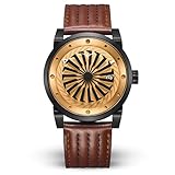 Zinvo Blade Outlaw Turbine Automatique Acier Bronze Dateur Cuir Marron Montre Homme