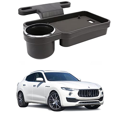 Image of Oshotto (FT-04) Foldable Car Auto Headrest Rear Back Seat Table Drink Food Cup Tray Holder Compatible with Maserati Levante - Black